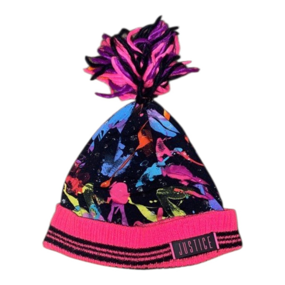 Justice Kids' Neon Splash Pom-Pom Hat